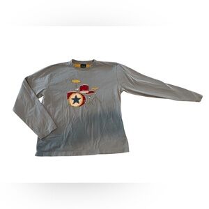 Mini Boden long sleeved tee with drum set appliqué